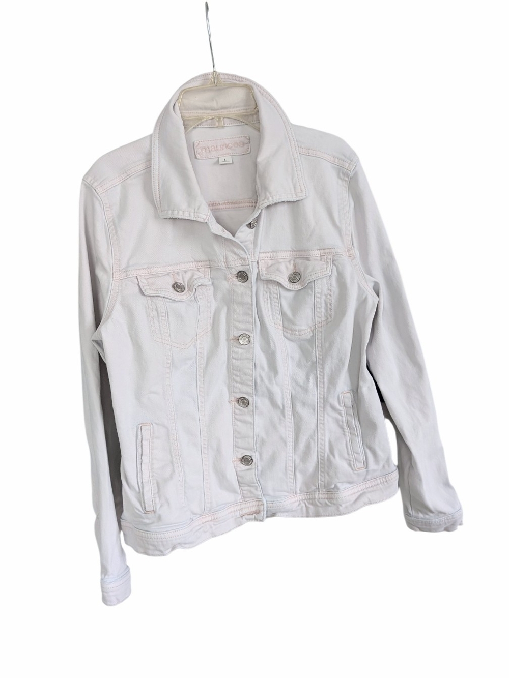 Maurices Grungy Pastel Pink Denim Trucker Jacket Large